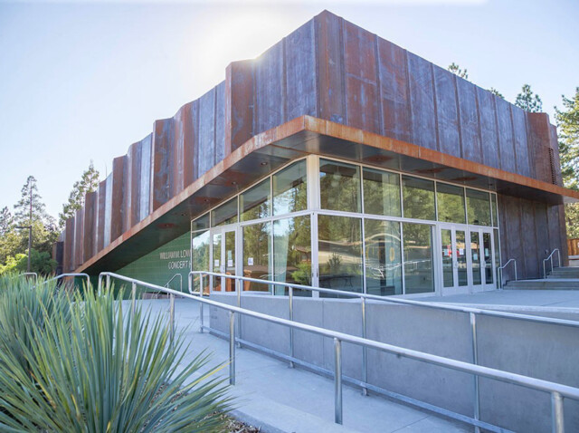 The exterior of the William M. Lowman Concert Hall.